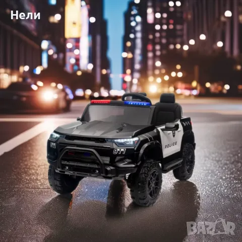 Двуместен акумулаторен джип POLICE 4X4 24V MP3 меки гуми,Кожена седалк, снимка 14 - Детски велосипеди, триколки и коли - 48292075
