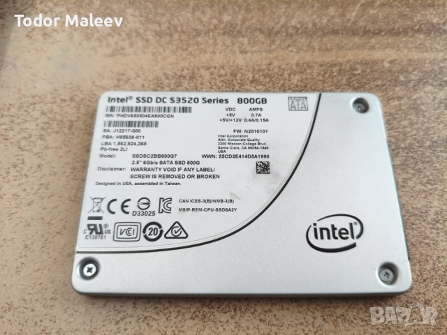 Продавам SSD хард диск Intel SSD DC S3520 800GB SATA3