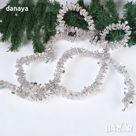 6189 Изящен коледен гирлянд със звездички, 2 метра, снимка 2 - Декорация за дома - 52503304