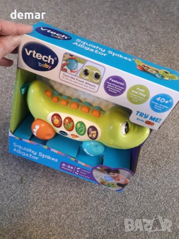 VTech Baby Бебешка сензорна играчка за бутане, алигатор със светлини,звуци, цветове и песни, снимка 7 - Образователни игри - 43764116