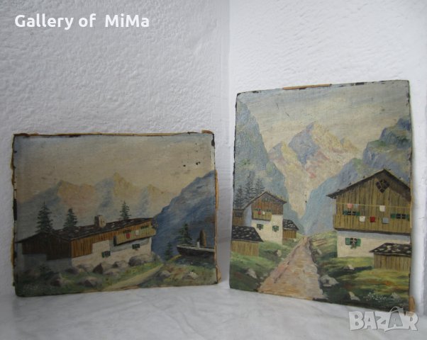  1947 - 2 картини планински пейзаж, подписани, снимка 10 - Картини - 28888514