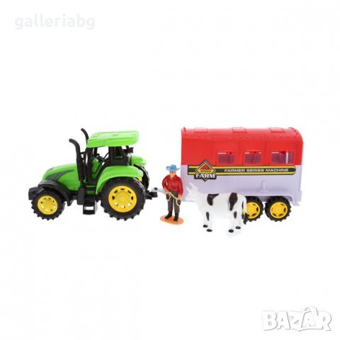 Трактор с ремарке и крава, снимка 2 - Коли, камиони, мотори, писти - 38659089