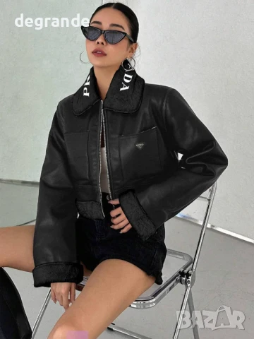 Дамско късо яке Prada в бяло и черно, снимка 2 - Якета - 51255480