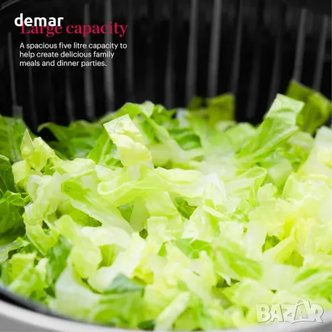 GF847071 Good Food спинър за салата, с подвижна кошница и неплъзгаща се основа, 5 литра, сребристо, снимка 5 - Други - 49285826