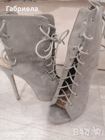 Сандали, летни боти сив велур