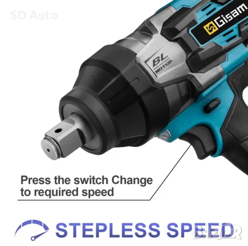 Безчетков Акумулаторен Гайковерт GISAM 3100 Nm  3/4 Адаптер, снимка 4 - Други инструменти - 48480119