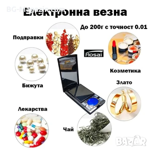 Мини електронна везна 0.01 кантар за храна злато бижута лекарства подправки добавки джобна прецизна