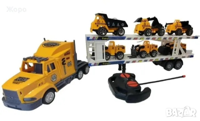 Детски камион автовоз с строителни машини и дистанционно управление 996912, снимка 3 - Коли, камиони, мотори, писти - 48172123