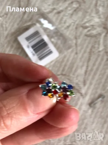 Сребърни обеци с цирконии цвете/ листа проба 925 , снимка 6 - Обеци - 48244654