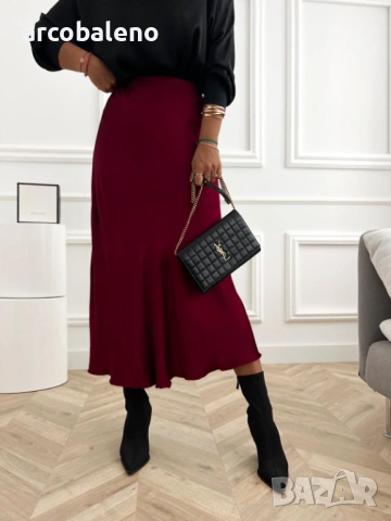 Дамска сатенена пола, 6цвята , снимка 2 - Поли - 53144502