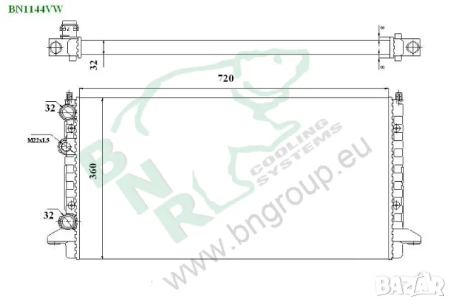 Воден радиатор BNR за VOLKSWAGEN BN1144VW, снимка 3 - Части - 14375067