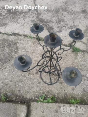 Винтидж свещник от ковано желязо , снимка 2 - Декорация за дома - 51752498