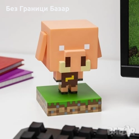 Нова Minecraft Piglin LED лампа мини фигурка за декор и гейминг стаи деца, снимка 4 - Други - 51590280