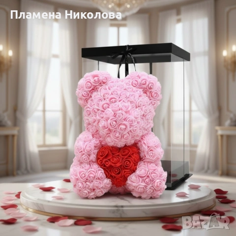 Мече от рози,  с подаръчна кутия- различни размери, снимка 4 - Романтични подаръци - 53093599