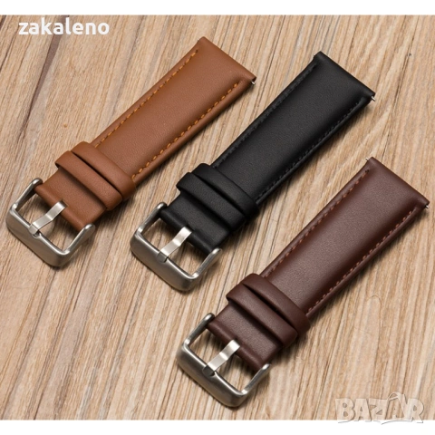 GL09 Кожена каишка за Apple Huawei Galaxy Watch Xiaomi Garmin Amazfit, снимка 6 - Резервни части за телефони - 53196417