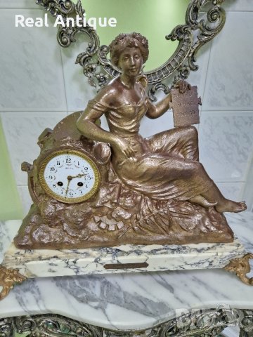 Огромен антикварен колекционерски френски каминен часовник , снимка 1 - Антикварни и старинни предмети - 43312270