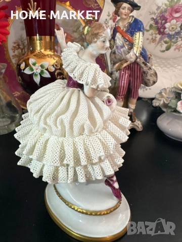 Volkstedt Фолкщед Germany  Curca 1945 (Älteste Volkstedter Porzellanmanufaktur) Dresden Lace , снимка 15 - Антикварни и старинни предмети - 52939094