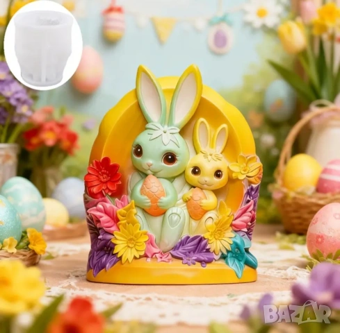 Молд две зайчета с яйце (5)