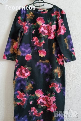 Красива рокля с акварелен флорален десен, снимка 4 - Рокли - 37765302