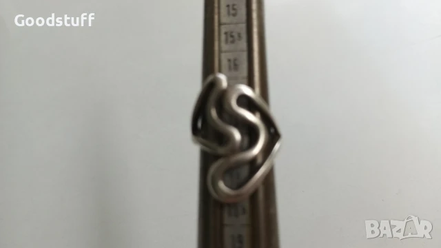 Прьстен,2 сьрца,сребьрен маркировки , снимка 5 - Пръстени - 50495211