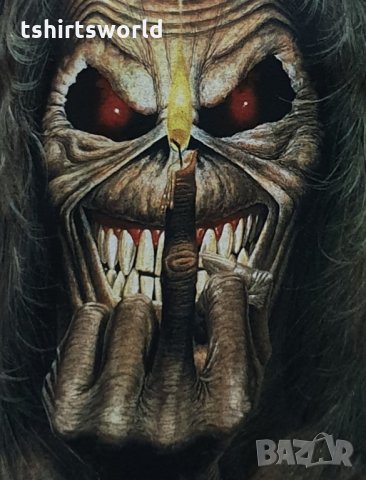 Нова мъжка тениска с дигитален печат на музикалната група Iron Maiden- Eddie Candle Finger, снимка 3 - Тениски - 34598668