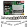 Вложки Комплект 20 части 3/8″ (6-22мм) ROCKFORCE + Преходници и Удължения 1/2 и 1/4 RF-3202-5, снимка 1