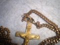 СТАРИННО ПОСРЕБРЕНО БРОНЗОВО РАЗПЯТИЕ КРЪСТ МАЙСТОРСКА РЯДКА РАБОТА с ПОЗЛАТЕНА РЕТРО ВЕРИЖКА 17316 , снимка 14