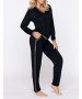 Дамска пижама с V-образно деколте в черно марка Hamana 