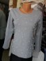 Сива блуза трико с бели перлички , снимка 2
