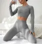 Дамски комплект клин и блуза в сиво, снимка 3