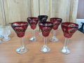 Кристални чаши с гарафа цветен червен кристал, снимка 5