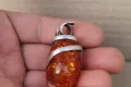 Кехлибарена висулка със сребърен обков, снимка 4