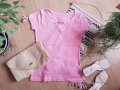 Блузка в бонбонено розово хс, с, снимка 1 - Тениски - 33615280