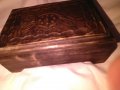 Дървена кутия с медна инкустрация отгоре с бархет вътре  145х100х55мм, снимка 3