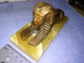 Стар МЕТАЛЕН ЕГИПЕТСКИ СВИНКС ПОМЕДНЕН с ПОСТАМЕНТ от ПОЛИРАН ЕСТЕСТВЕН АЛАБАСТЪР 42666, снимка 11