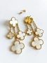 Луксозни дамски обеци с бели детелини – сребристи и златни, снимка 2