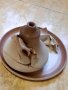 Декоративна керамична чиния и свещник , снимка 1 - Декорация за дома - 33125391