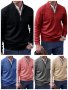 Ежедневен мъжки моден трикотажен пуловер с цип и ревер, 7цвята - 023 