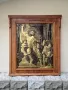 Превъзходна антикварна огромна медна картина пано рамкирана, снимка 1