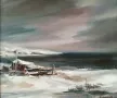 Картина "Зима край морето", худ. К. Табаков, 1990- те г., снимка 2