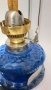 Антична керосинова лампа с кобалтово стъкло, 40-те г, снимка 2