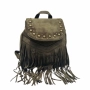 Велурена дамска раница с ресни и метални нитове-бохо стил и практичност, снимка 14