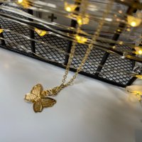 Позлатен ланец с колие " Пеперуда", снимка 2 - Колиета, медальони, синджири - 38063817