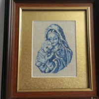 гоблен богородица с младенеца 1/1, снимка 5 - Гоблени - 11511592