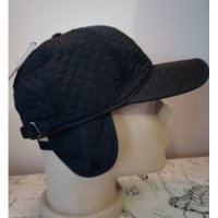 Черна шушлякова шапка с козирка и ушички, снимка 2 - Шапки - 43051751