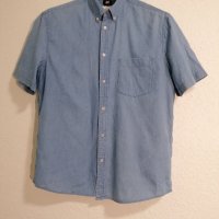 Дънкова риза H&M къс ръкав 100% памук, снимка 1 - Ризи - 43713250