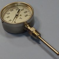 биметален термометър Wika thermometer ф100mm, 0/+400°C, L-80mm, снимка 1 - Резервни части за машини - 35228796