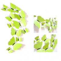 3D 12 бр pvc светло зелени магнитни и самозалепващи пеперуди декорация за стена и мебел, снимка 1 - Други - 26212084