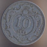 Австрия 10 хелера 1895 година, снимка 1 - Нумизматика и бонистика - 39016133