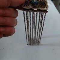 Стара европейска сребърна гривна(филигран позлата), снимка 13 - Гривни - 40865912